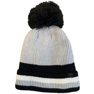 All in Motion Boys Striped Cuff Pom Beanie Heathered Gray One Size Fits Most
